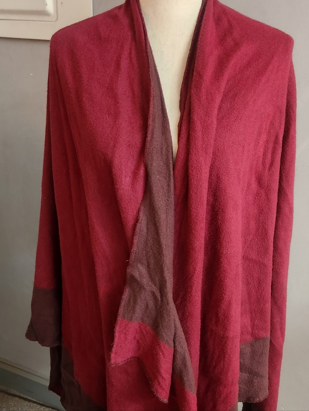 Amanda Blu Reversible Shawl Cardigan Wrap Brown & Red